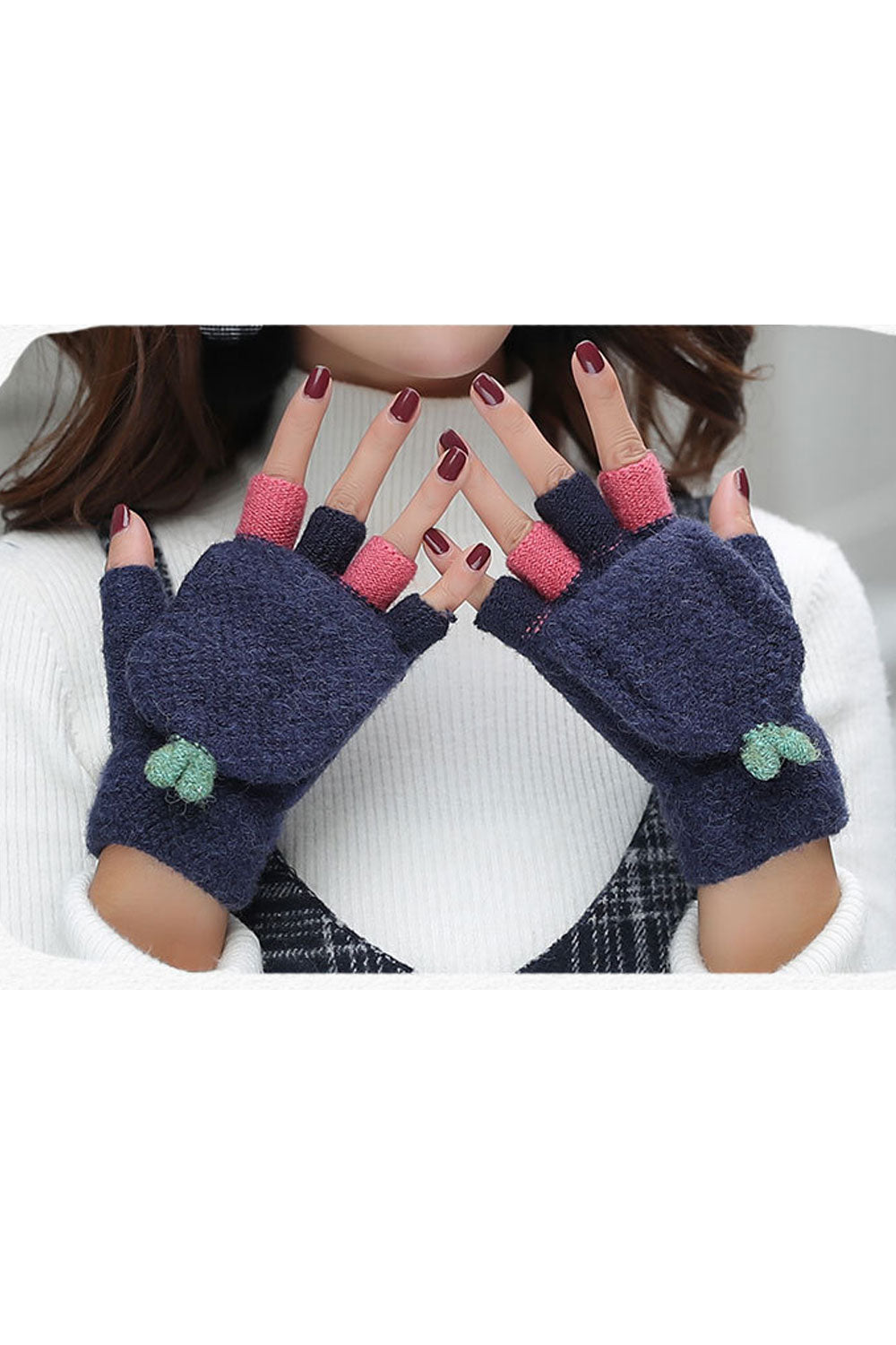 Women Classy Half Fingeer Cute Thick & Warm Winter Gloves
