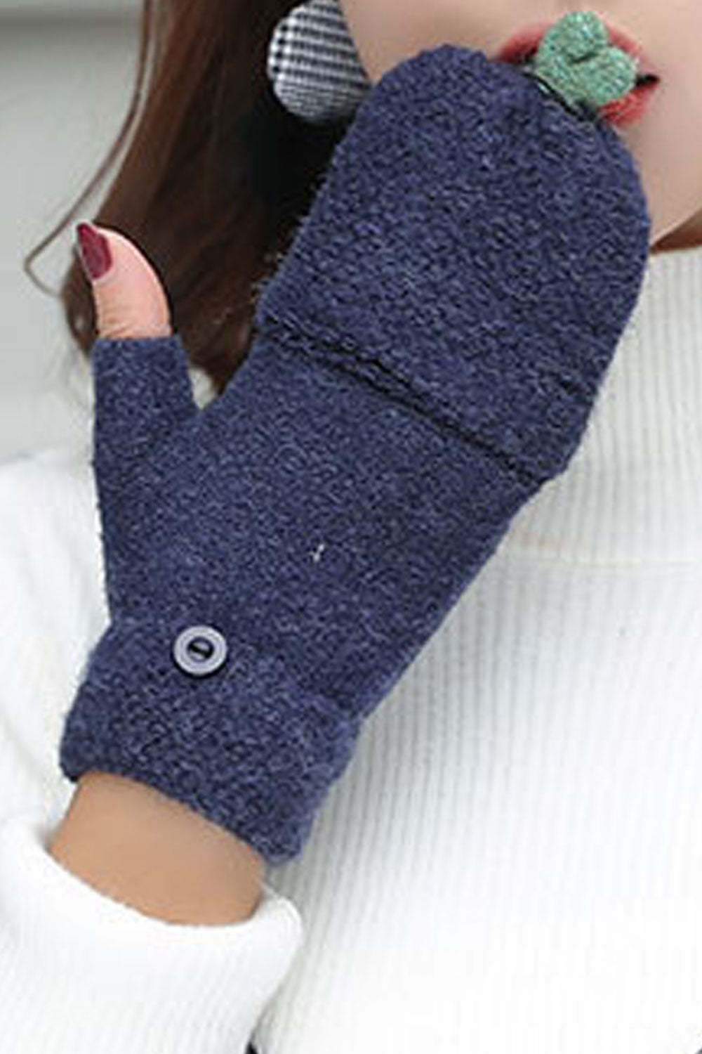 Women Classy Half Fingeer Cute Thick & Warm Winter Gloves