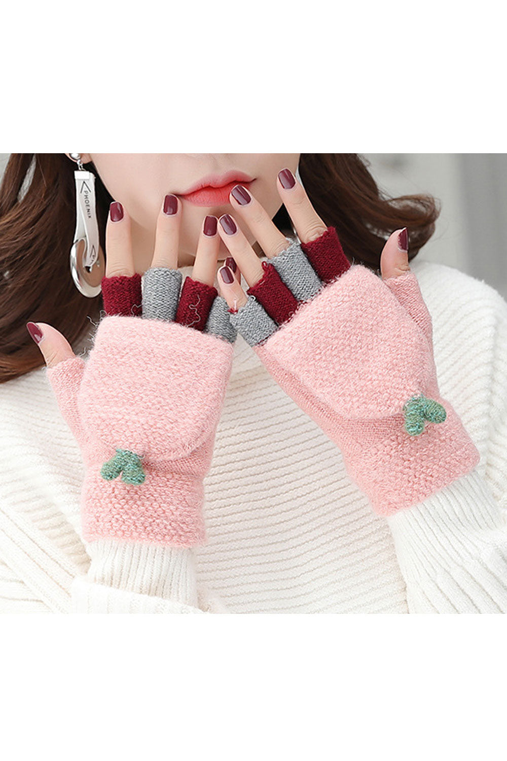 Women Classy Half Fingeer Cute Thick & Warm Winter Gloves