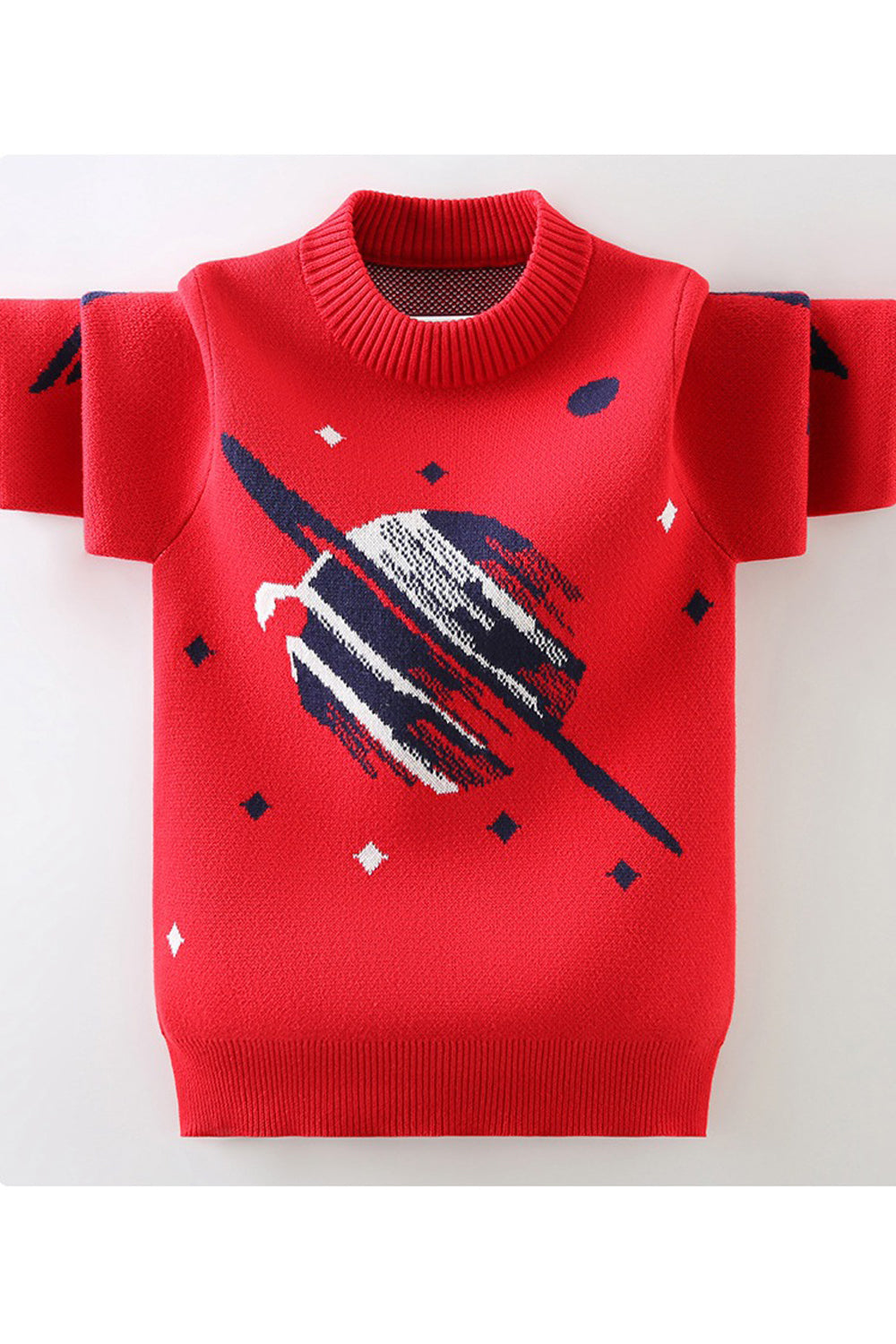 Kids Boys Globe Print Long Sleeves Knitted Sweater