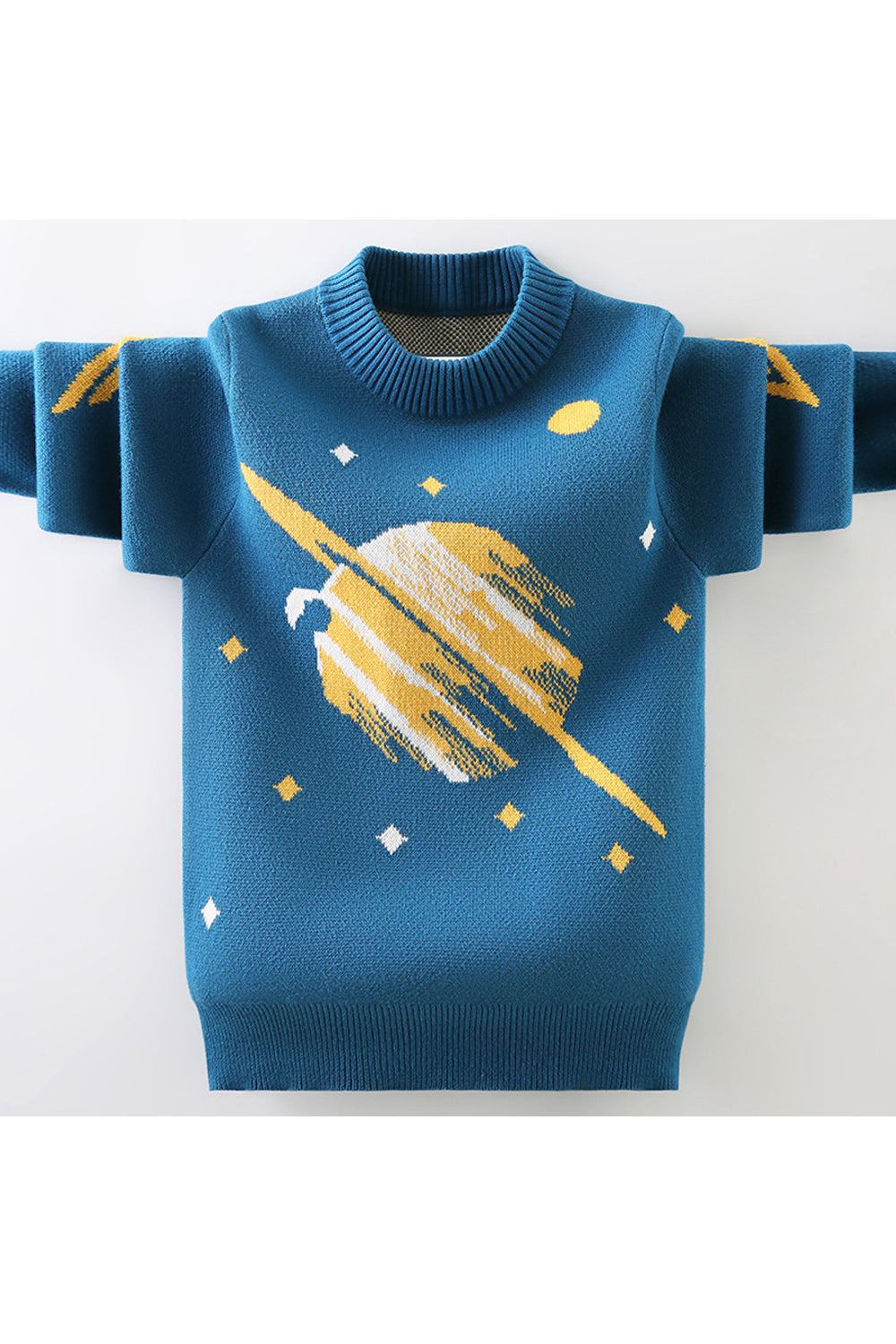 Kids Boys Globe Print Long Sleeves Knitted Sweater