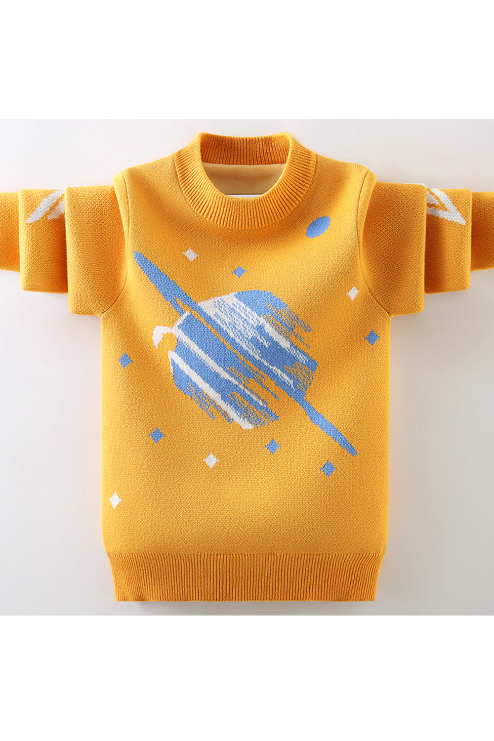 Kids Boys Globe Print Long Sleeves Knitted Sweater