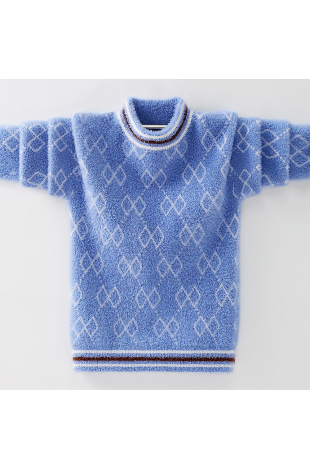Kids Boys Solid Color Fleece Knitted Sweater