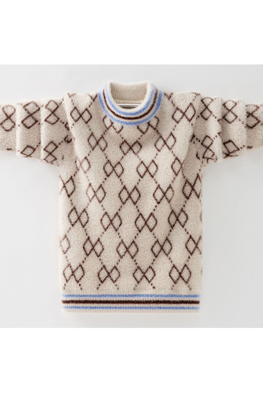 Kids Boys Solid Color Fleece Knitted Sweater