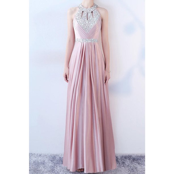 Junior Beaded Bust Slim & Stylish Halter Dress