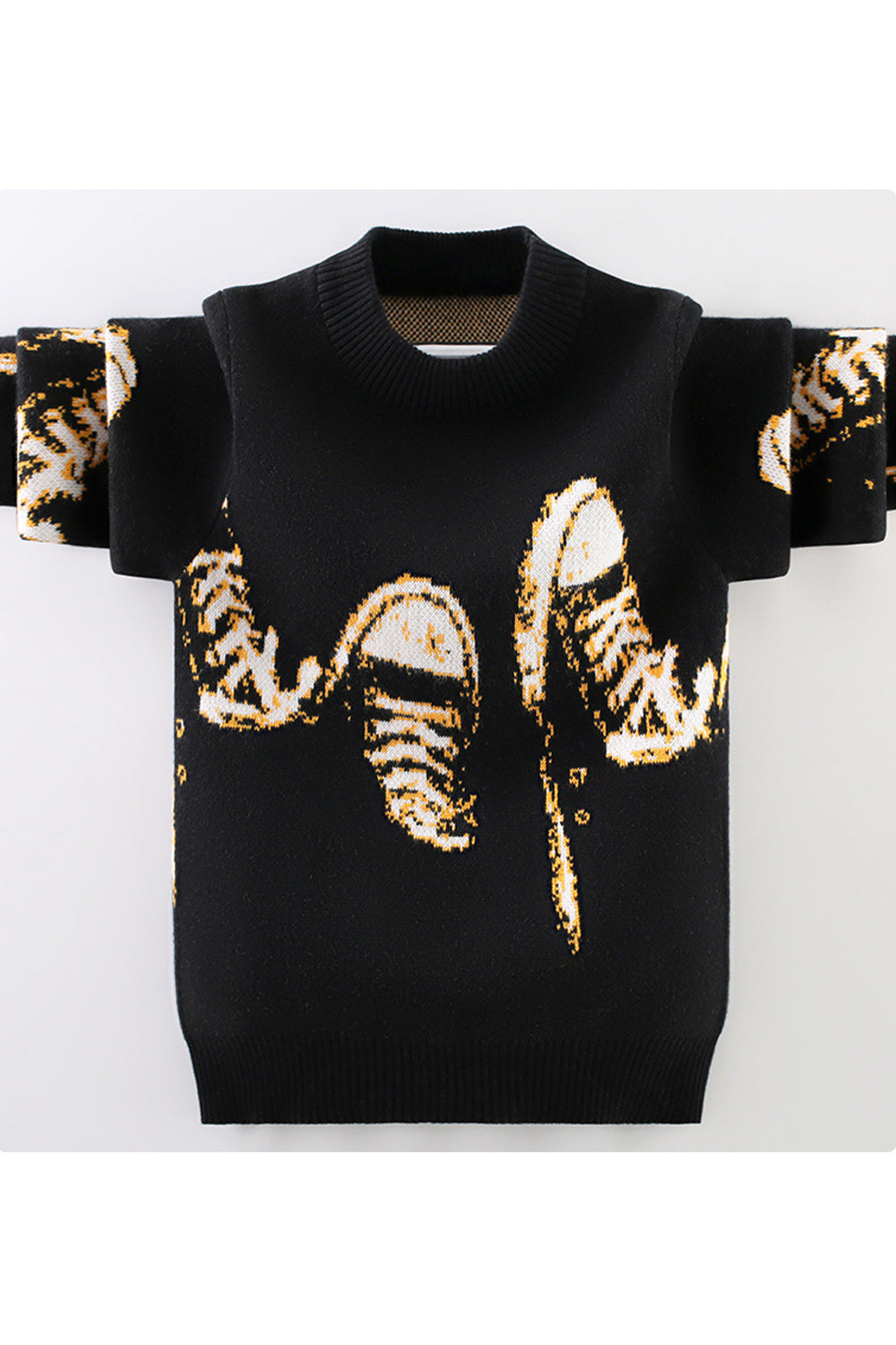 Kids Boys Knitted Round Neck Printed Sweater