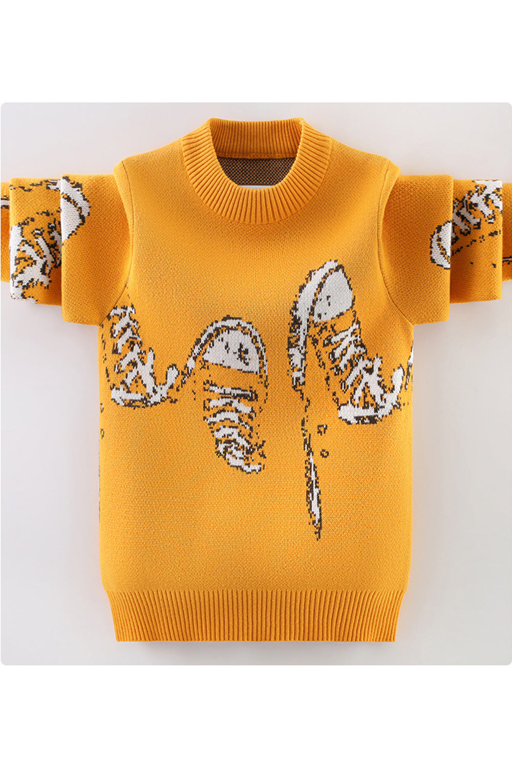 Kids Boys Knitted Round Neck Printed Sweater
