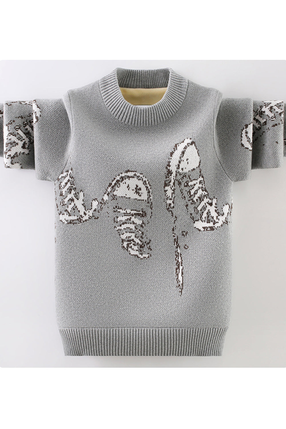 Kids Boys Knitted Round Neck Printed Sweater