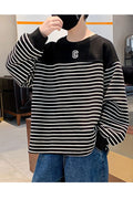 Kid Boys Loose Stripes With Cuts on Sides Casual Sweatshirt