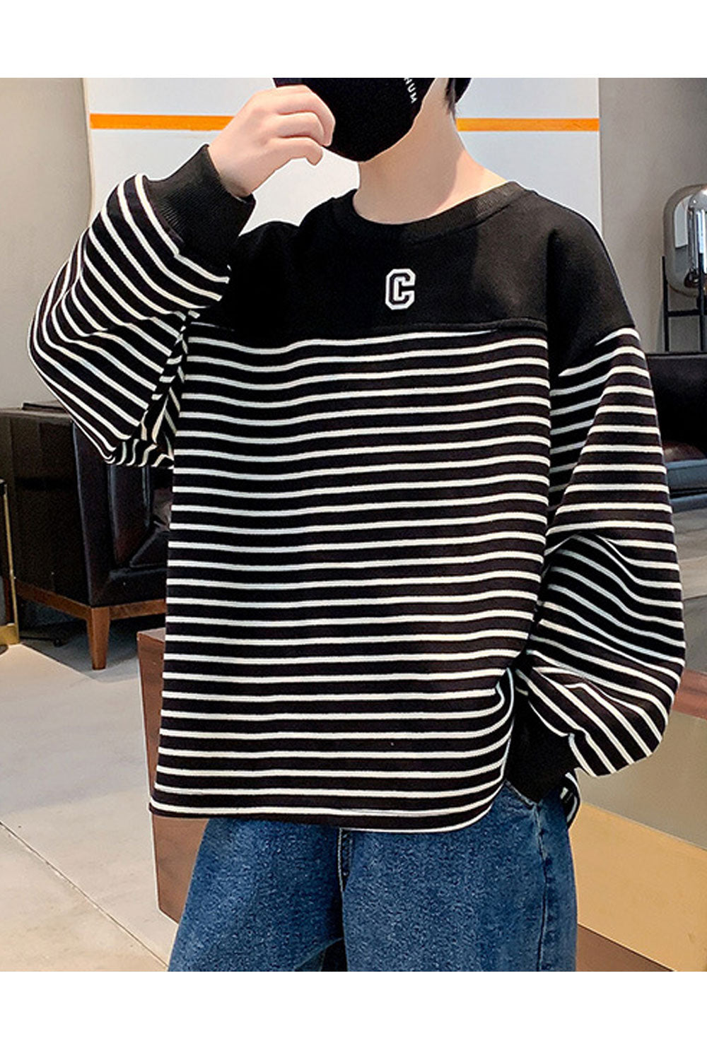 Kid Boys Loose Stripes With Cuts on Sides Casual Sweatshirt
