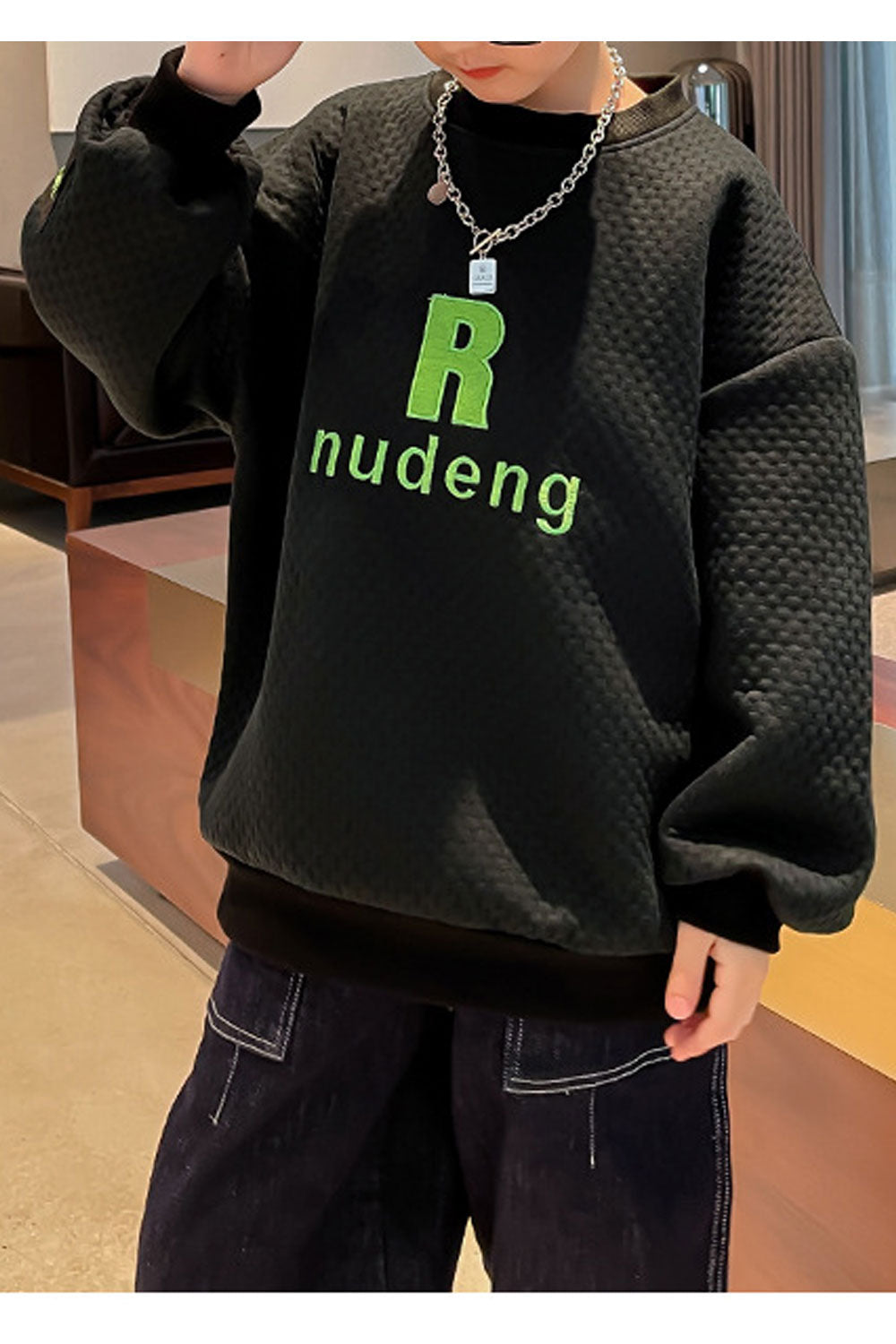 Kid Boys Cute Message With Embossed Design Solid Sweatshirt