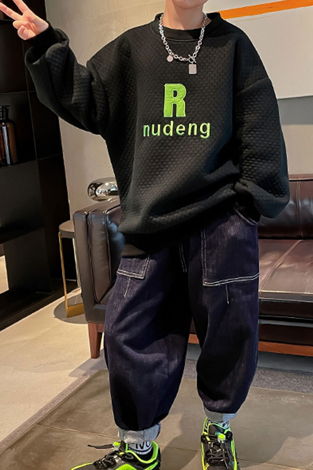 Kid Boys Cute Message With Embossed Design Solid Sweatshirt