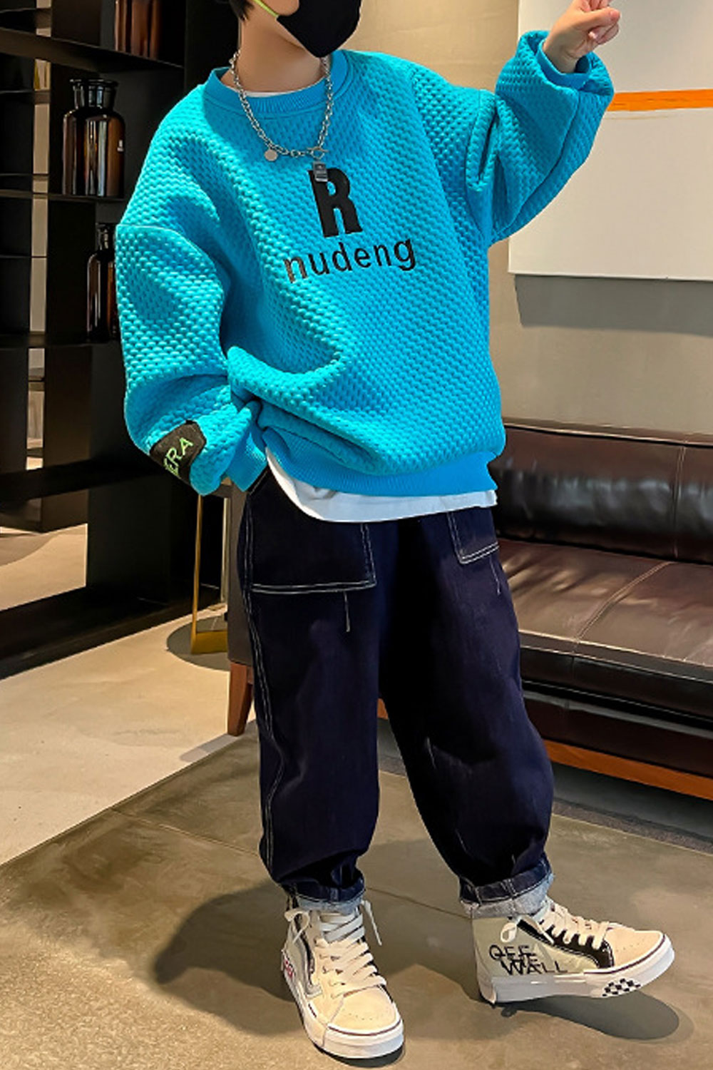 Kid Boys Cute Message With Embossed Design Solid Sweatshirt