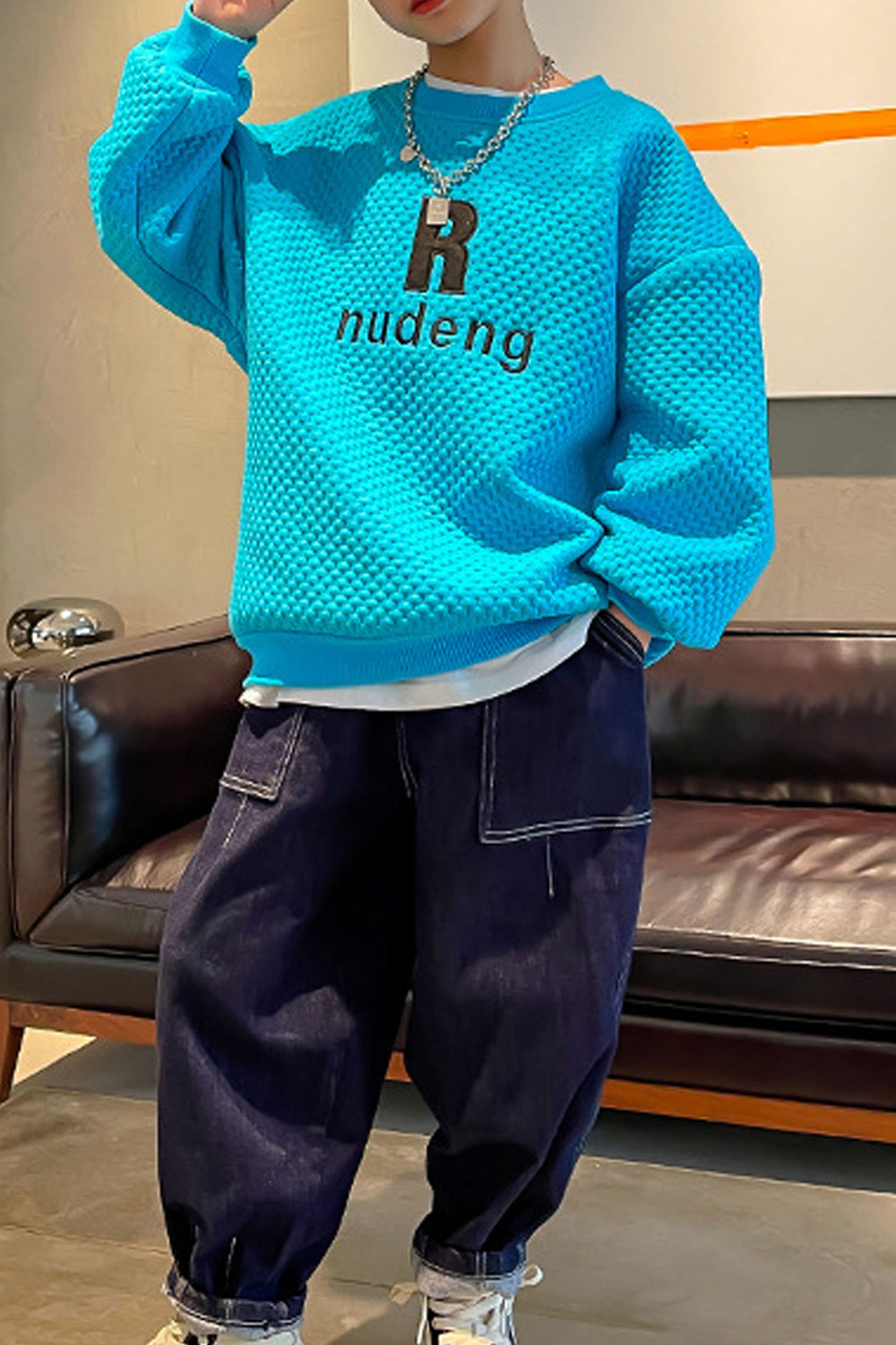 Kid Boys Cute Message With Embossed Design Solid Sweatshirt