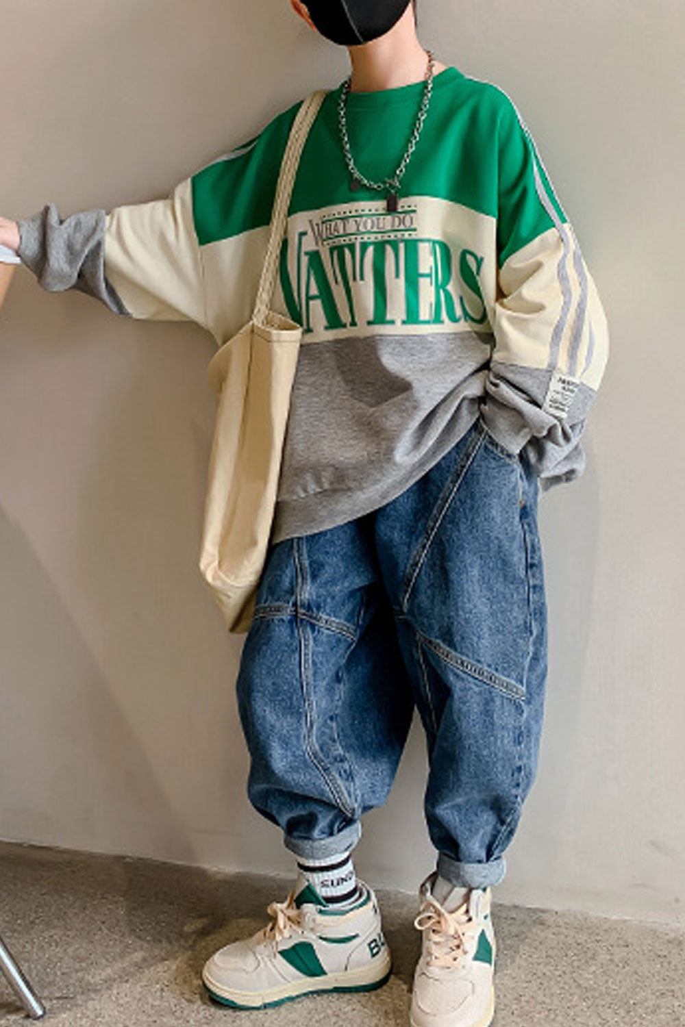 Kid Boys Multicolor Mid Length Loose Sweatshirt