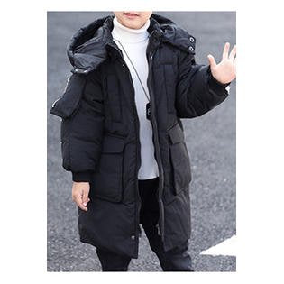 Kids Boys Long Length Windproof Trendy Thick Padded Jacket