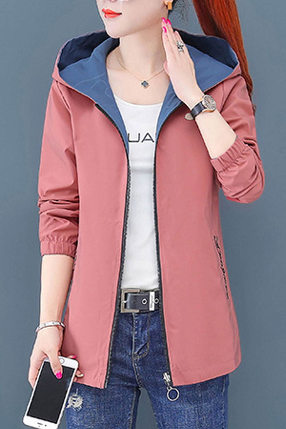 Women Charming Hooded Neck Inseam Pocket & Ribbed Cuff Casual Winter Jacket