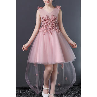 Kids Girls Decorated Flower Tail Dress