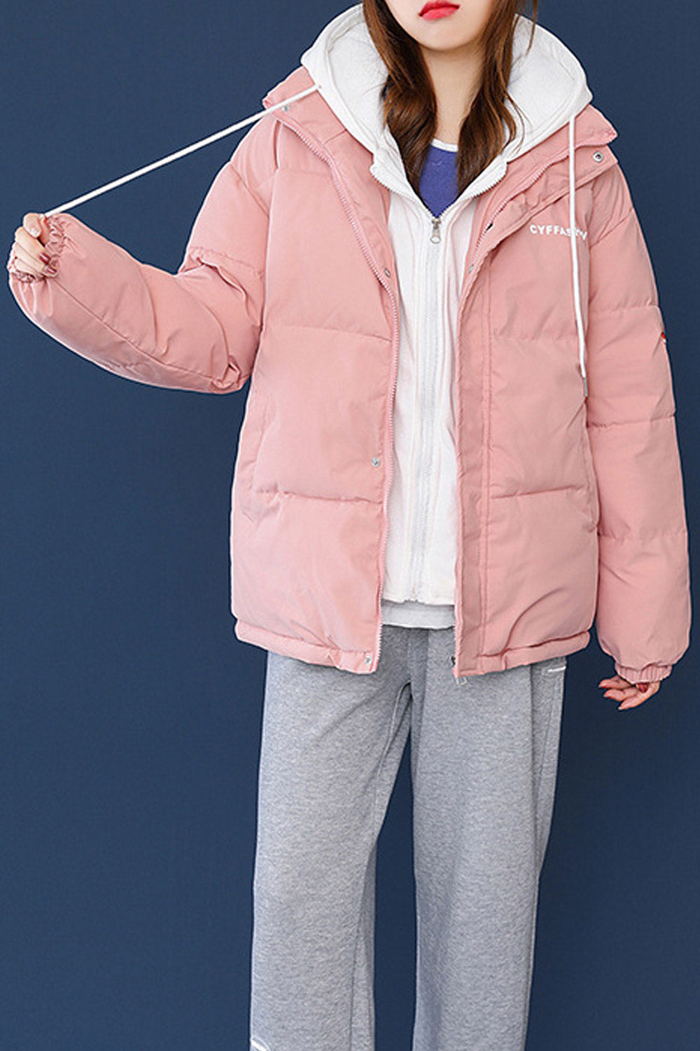 Women Warm & Comfy Drawstring Hooded Reliable Zipper Closure Solid Pattern Winter Padded Jacket
