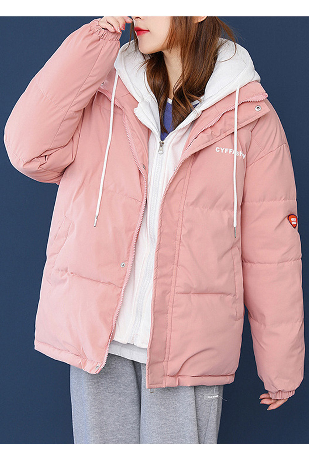 Women Warm & Comfy Drawstring Hooded Reliable Zipper Closure Solid Pattern Winter Padded Jacket
