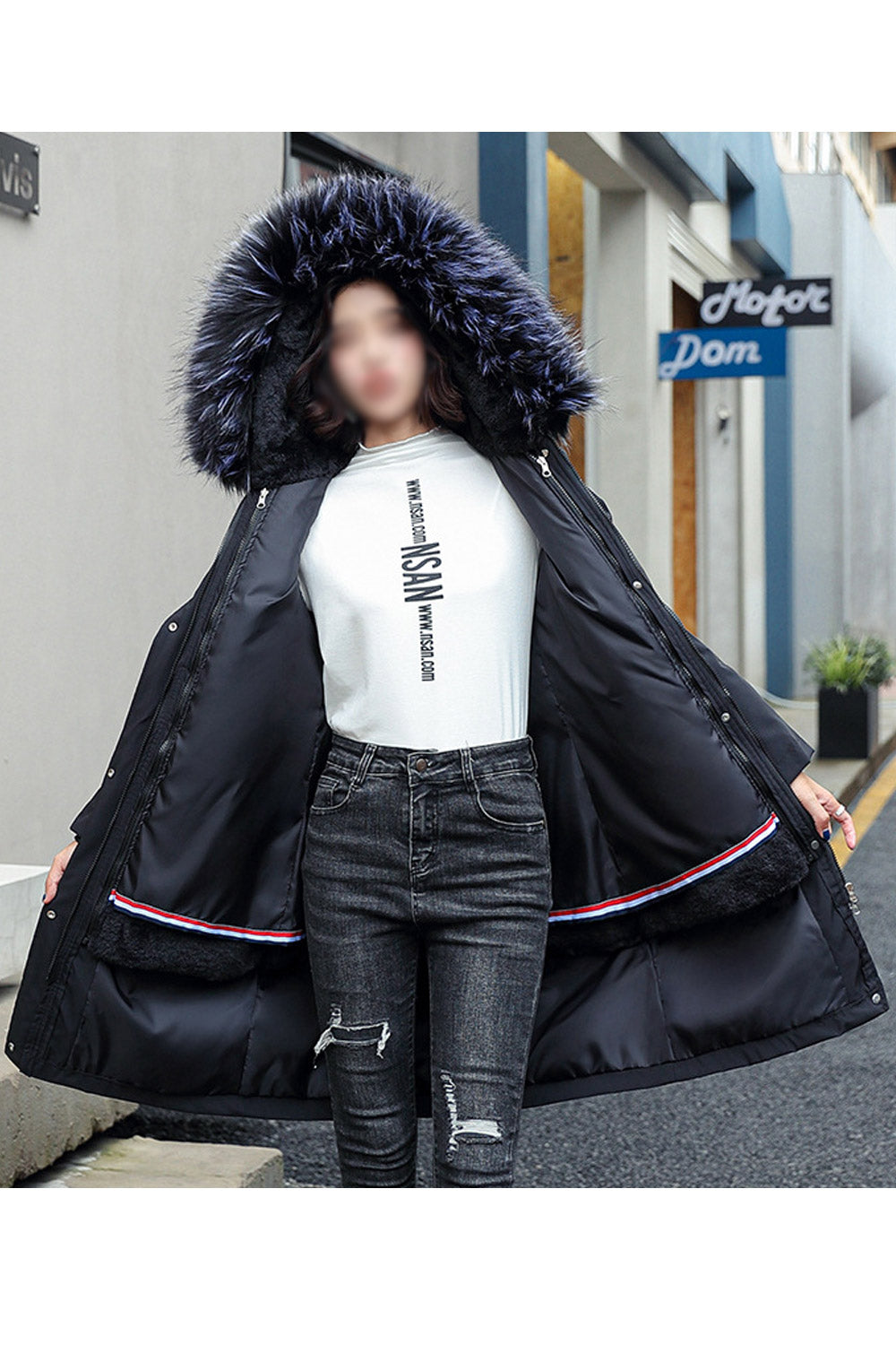 Women Comfortable Button Closure Adjustable Waist Amazing Hooded Windbreaker Winter Padded Jacket