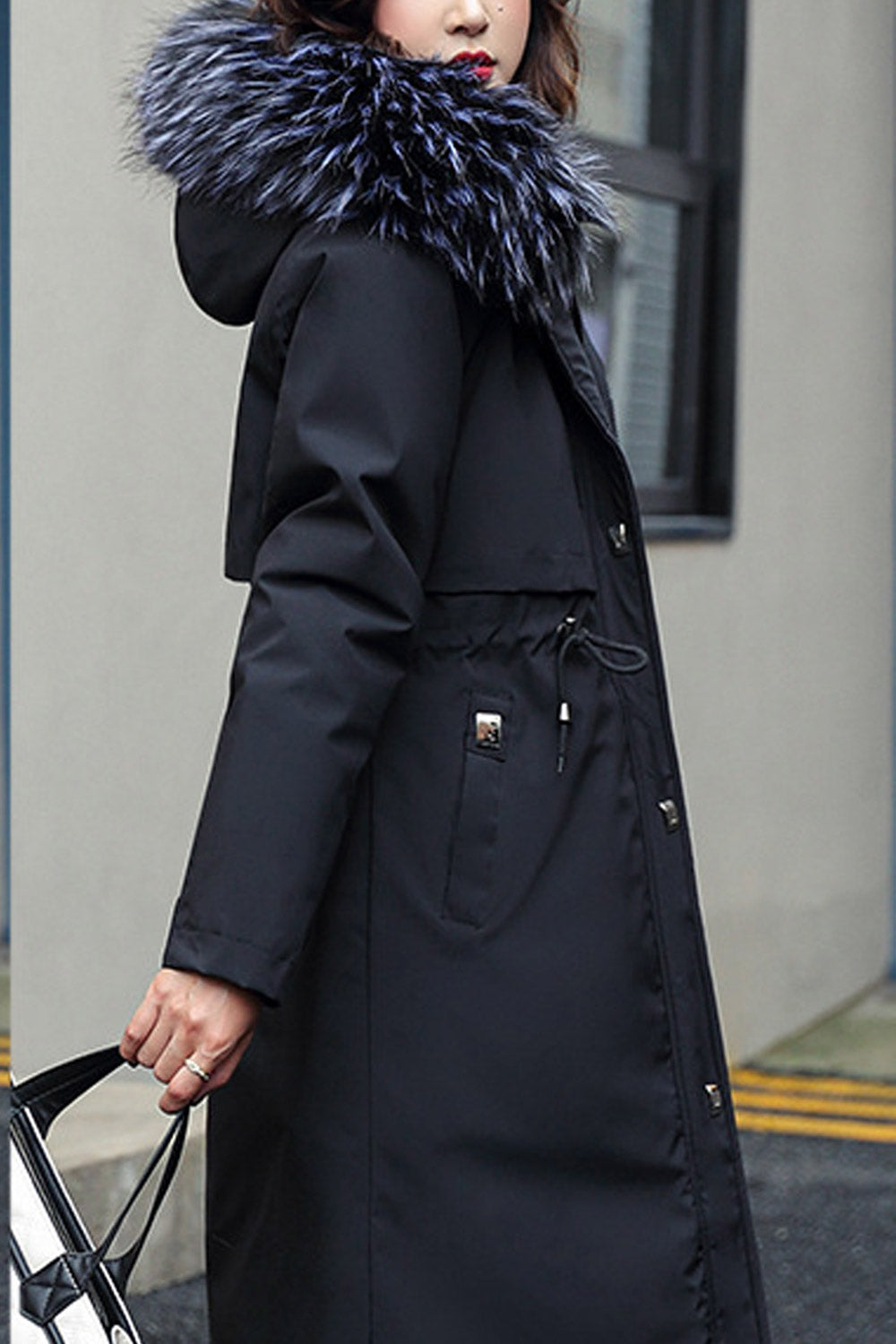 Women Comfortable Button Closure Adjustable Waist Amazing Hooded Windbreaker Winter Padded Jacket