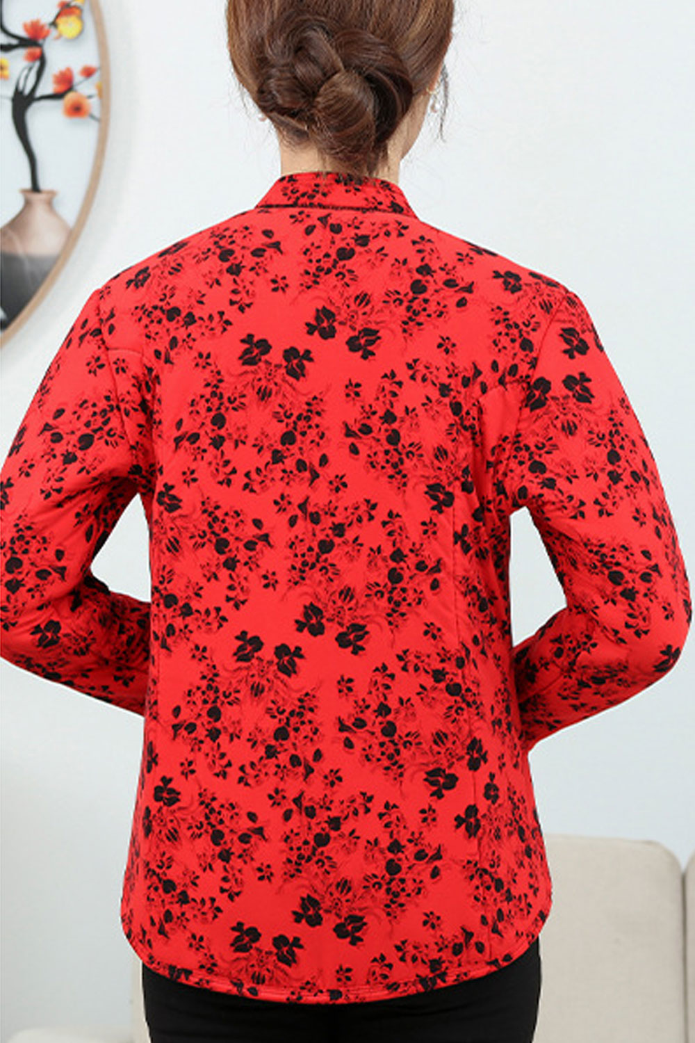 Women Stylish Printed Stand Collar Button Closure Fascinating Comfort Providing Winter Warm Padded Jacket