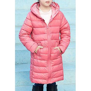 Kids Girls Loose Fit Long Zipper Cotton Padded Jacket