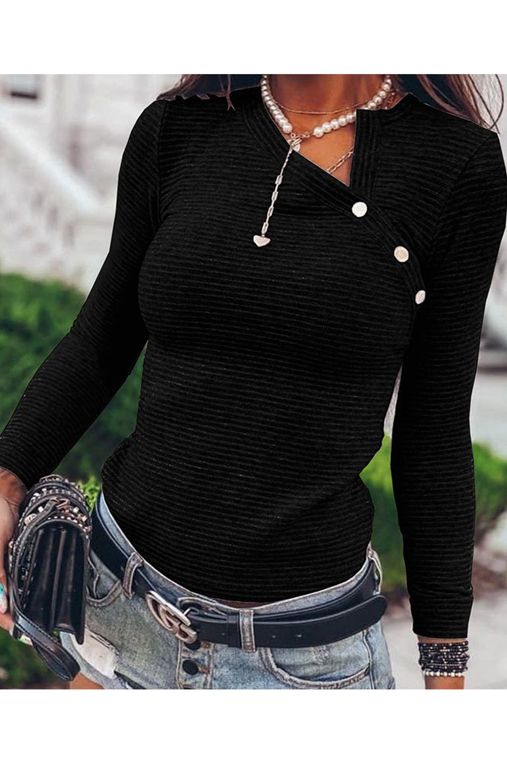 Women Fascinating Oblique Collar Long Sleeve Solid Pattern Knitted Warm Sweater