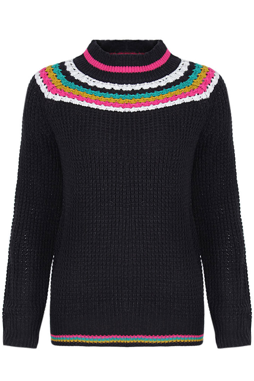 Women Lovely Round Neck Stripe Pattern Long Sleeve Knitted Warm Winter Sweater
