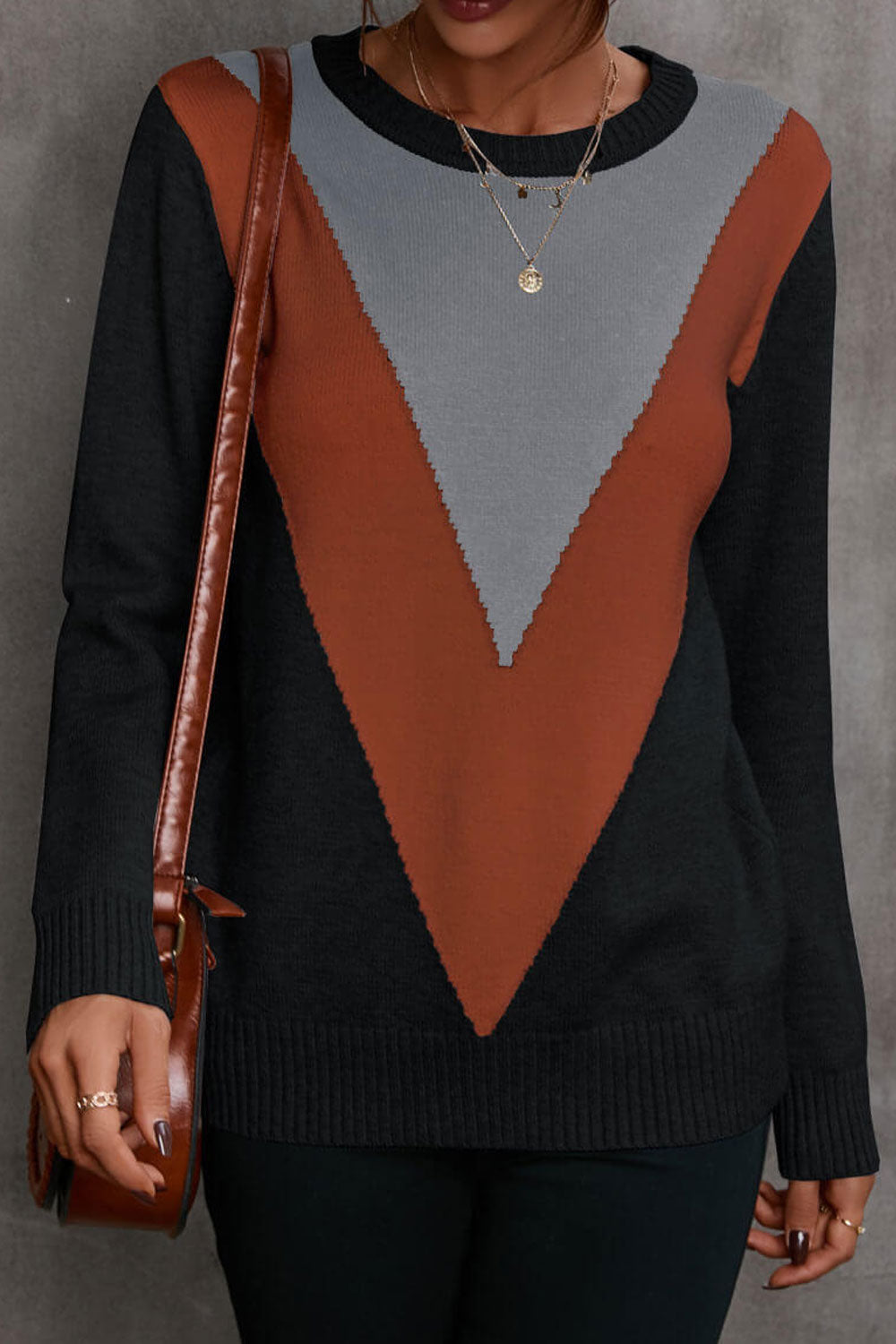 Women Good-Looking Printed Long Sleeve Round Neck Comfy & Warm Winter Sweater
