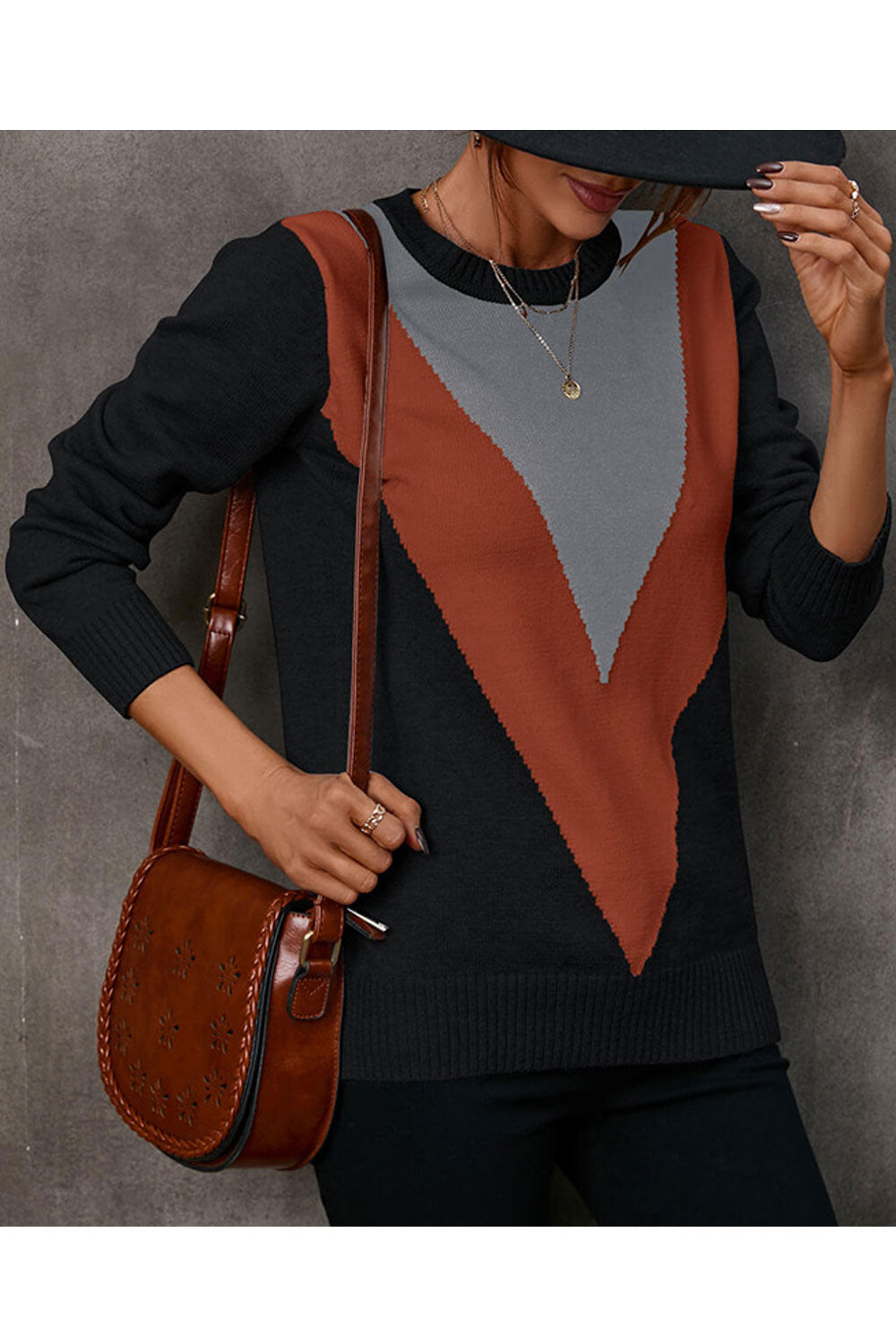 Women Good-Looking Printed Long Sleeve Round Neck Comfy & Warm Winter Sweater