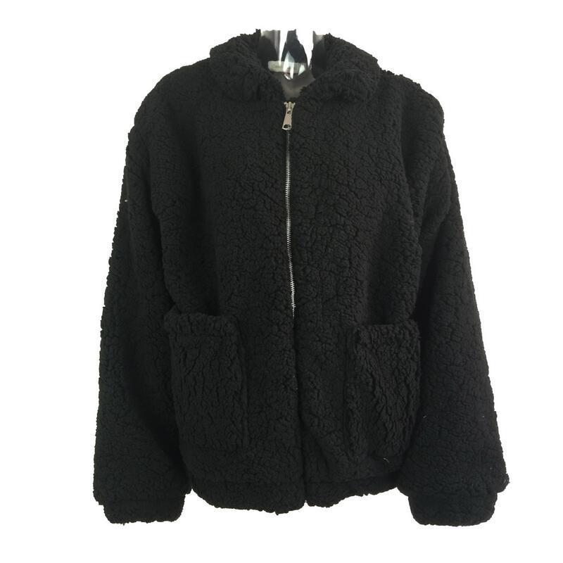 Women Fashionable Teddy Bear Dual Pocket Jacket