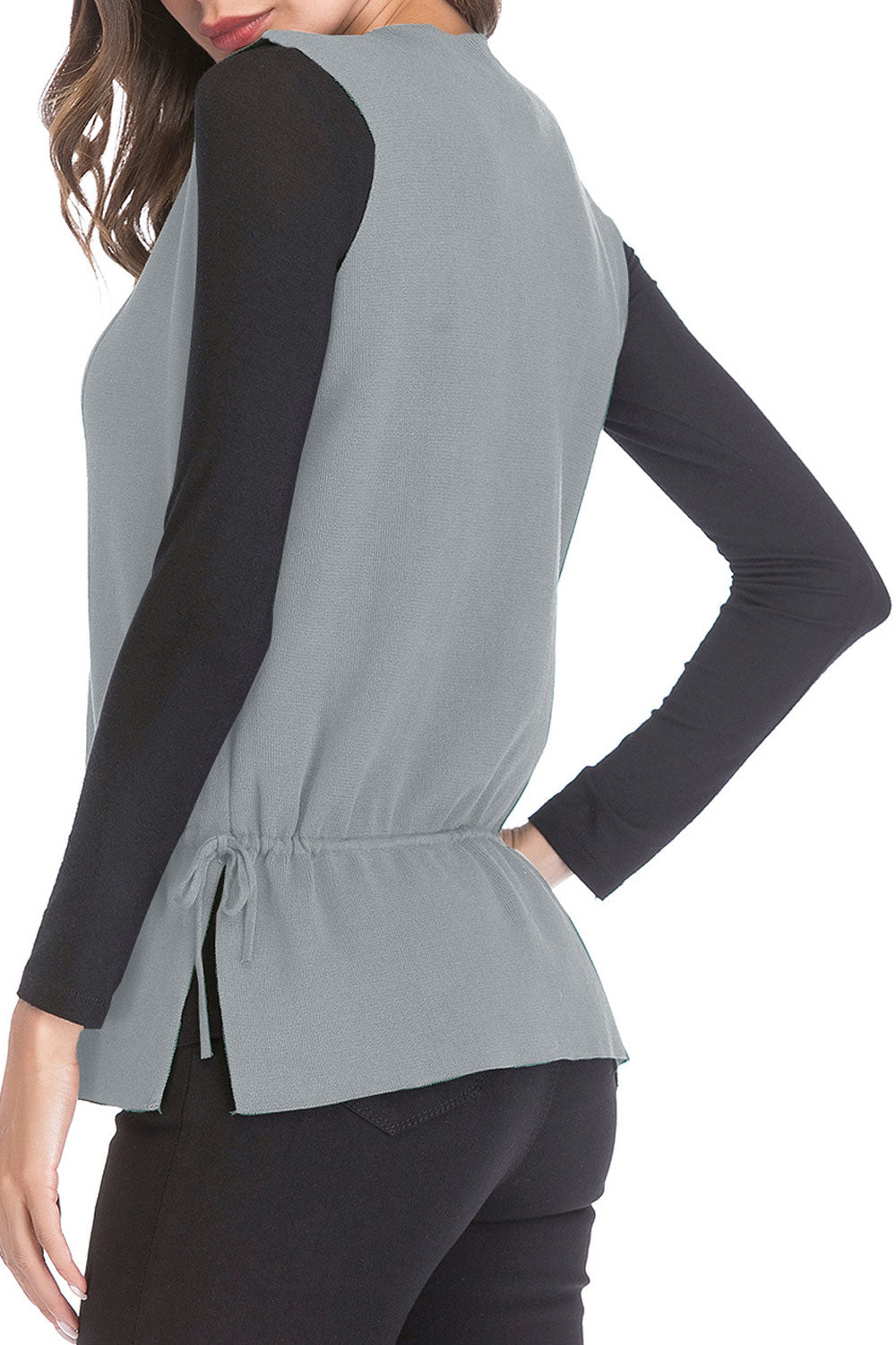 Women Restful Deep V-Neck Beautiful Solid Colored Summer Sleeveless Casual Knitted Sweater