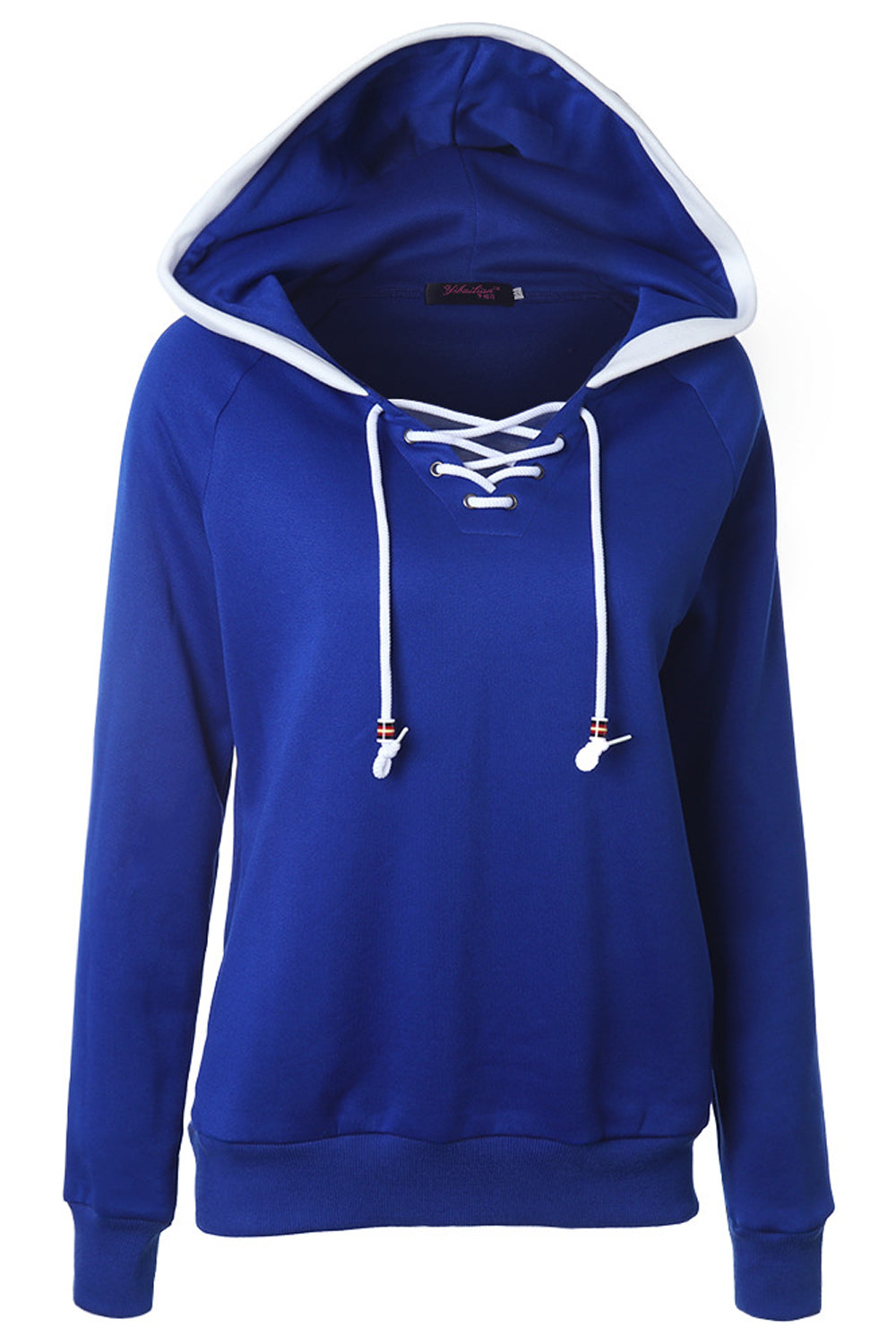 Women Alluring Solid Pattern Smart Front Drawstring Closure Ribbed Hem Winter Hoodie