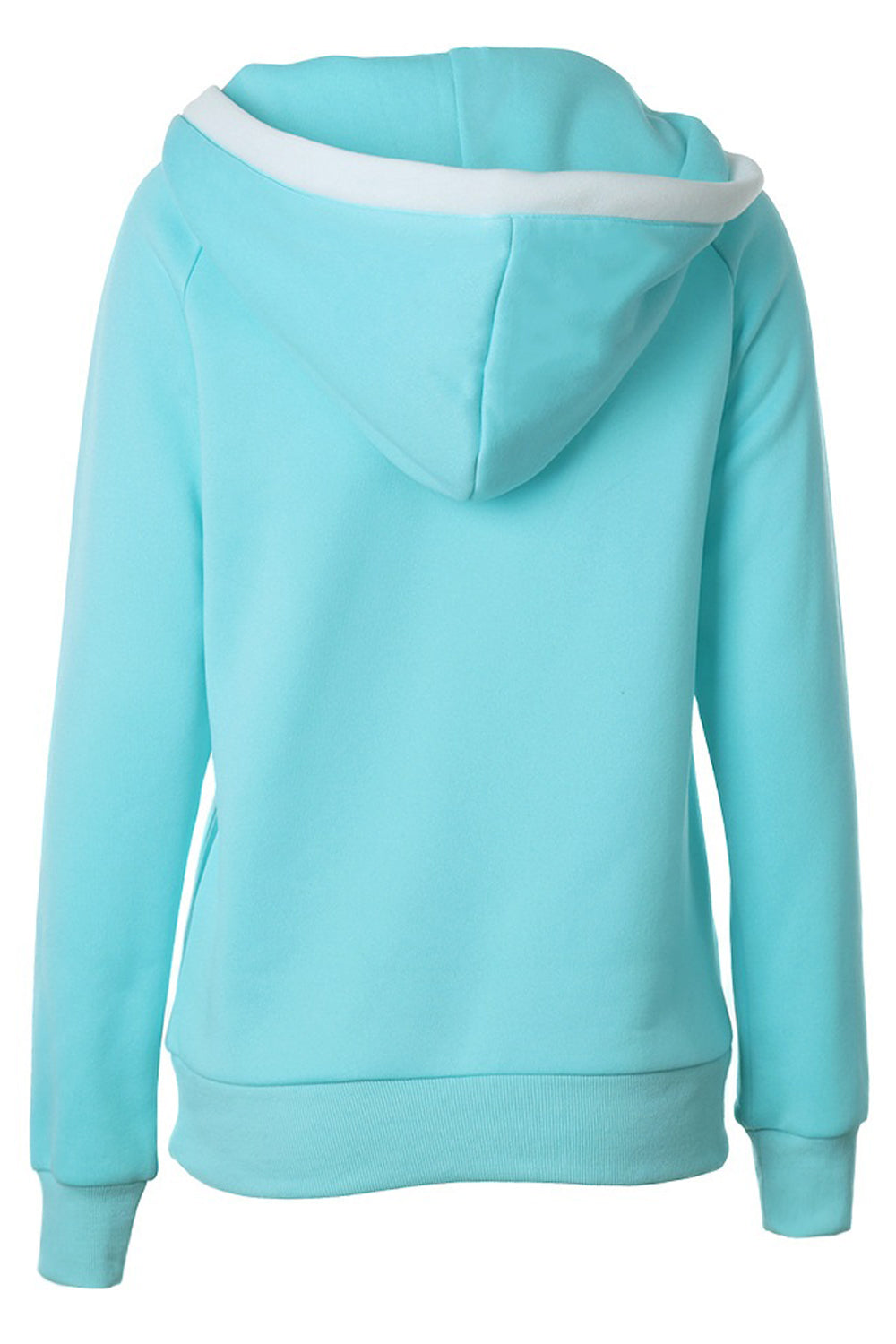 Women Alluring Solid Pattern Smart Front Drawstring Closure Ribbed Hem Winter Hoodie