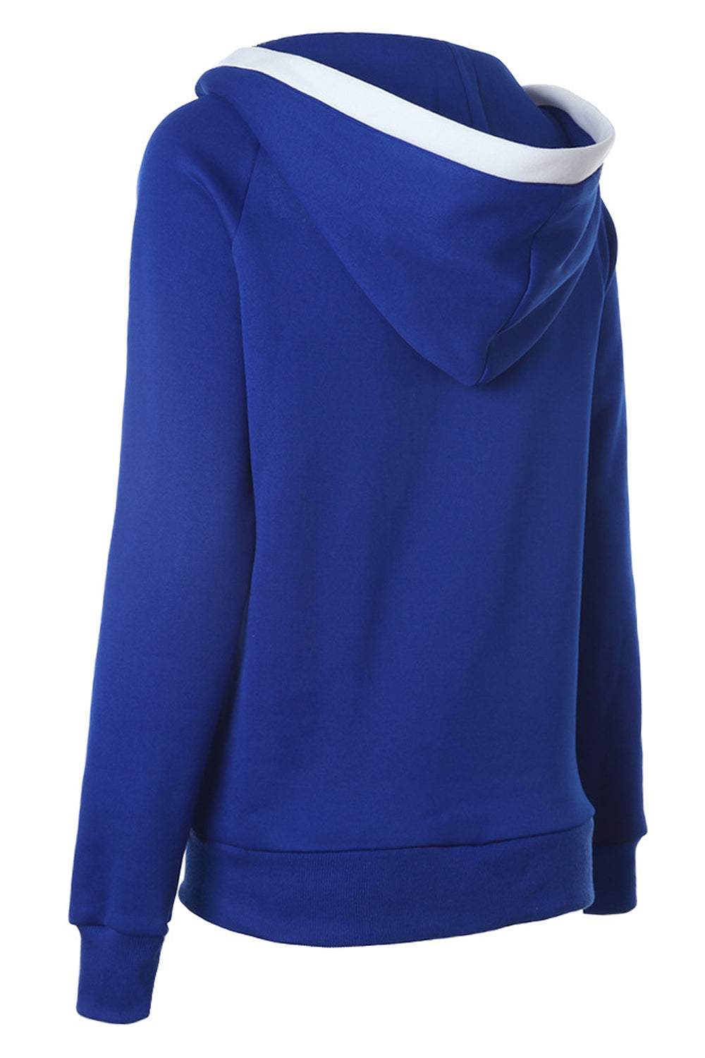 Women Alluring Solid Pattern Smart Front Drawstring Closure Ribbed Hem Winter Hoodie