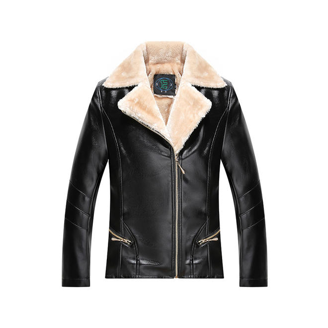 Women Lovely Wide Collar Slim Leather Jacket