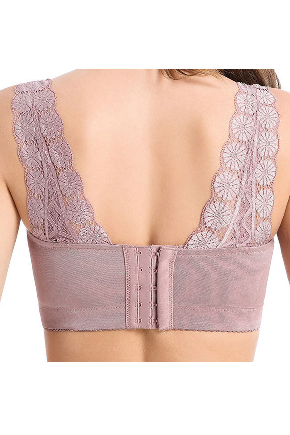 Women Lace Up Solid Colored Casual Convenient Shoulder Strap Minimizer Bra