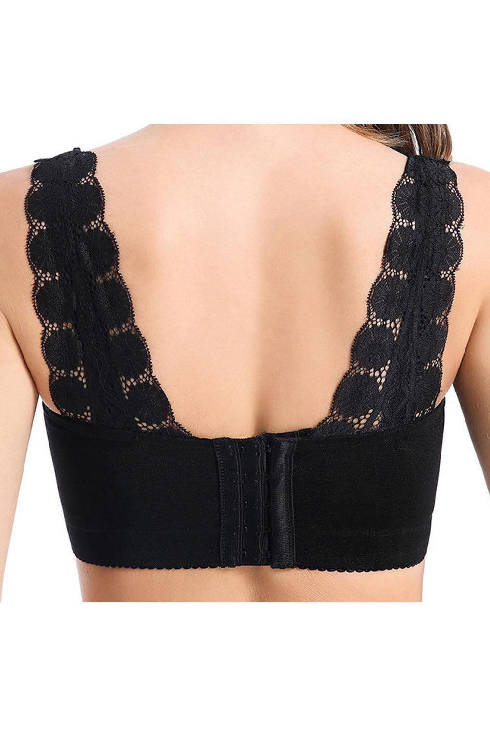 Women Lace Up Solid Colored Casual Convenient Shoulder Strap Minimizer Bra