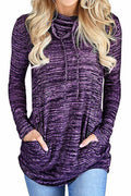 Women High Neck Long Sleeve Losse Fit Top