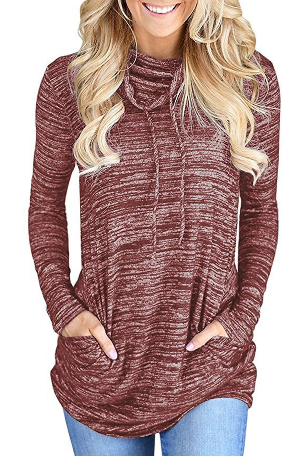 Women High Neck Long Sleeve Losse Fit Top