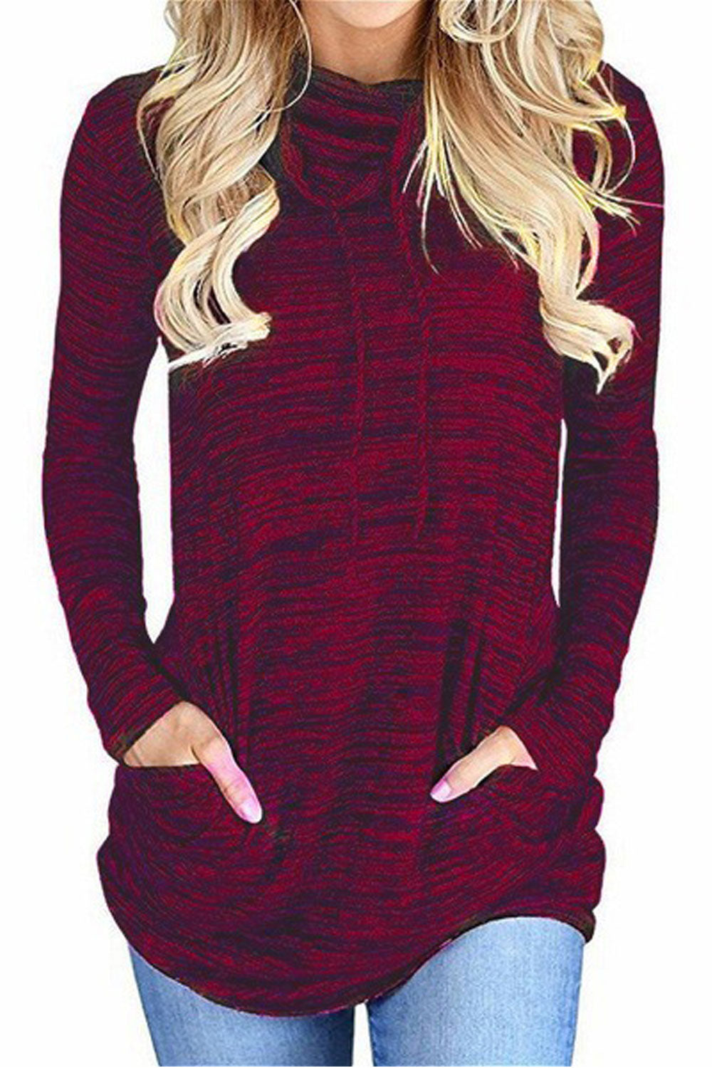 Women High Neck Long Sleeve Losse Fit Top