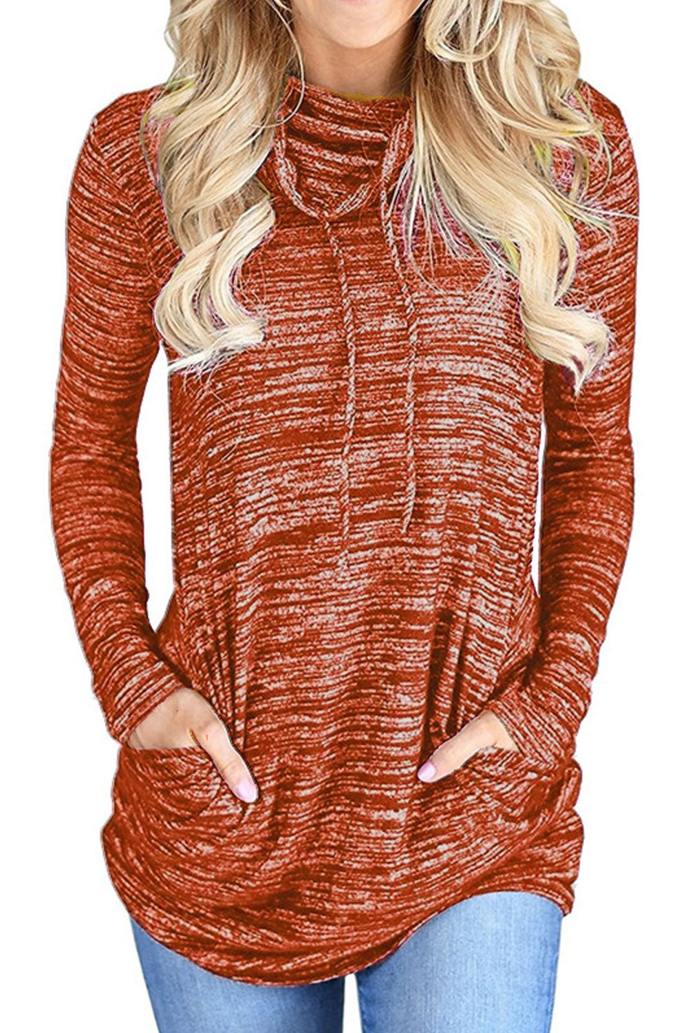 Women High Neck Long Sleeve Losse Fit Top