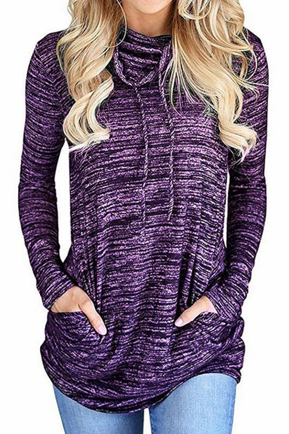 Women High Neck Long Sleeve Losse Fit Top
