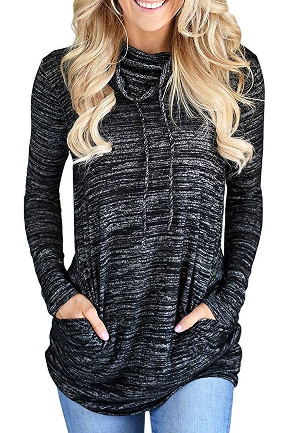 Women High Neck Long Sleeve Losse Fit Top
