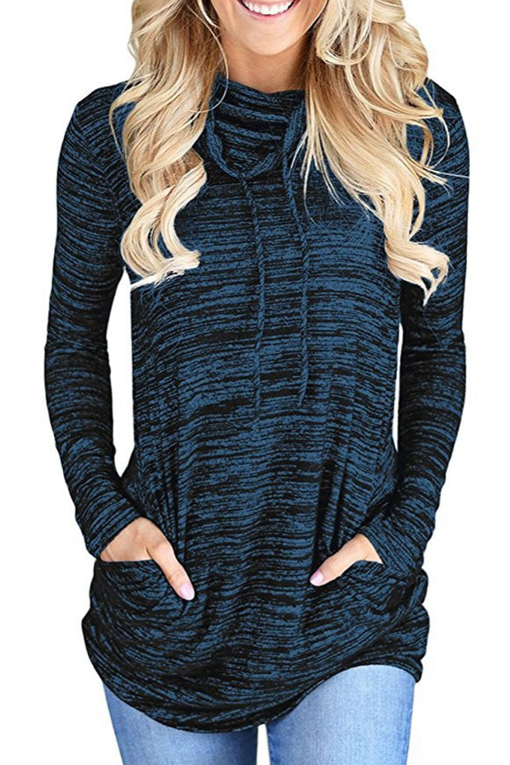 Women High Neck Long Sleeve Losse Fit Top