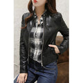 Women Convenient Slim Fit Long Sleeve Breathable Leather Jacket