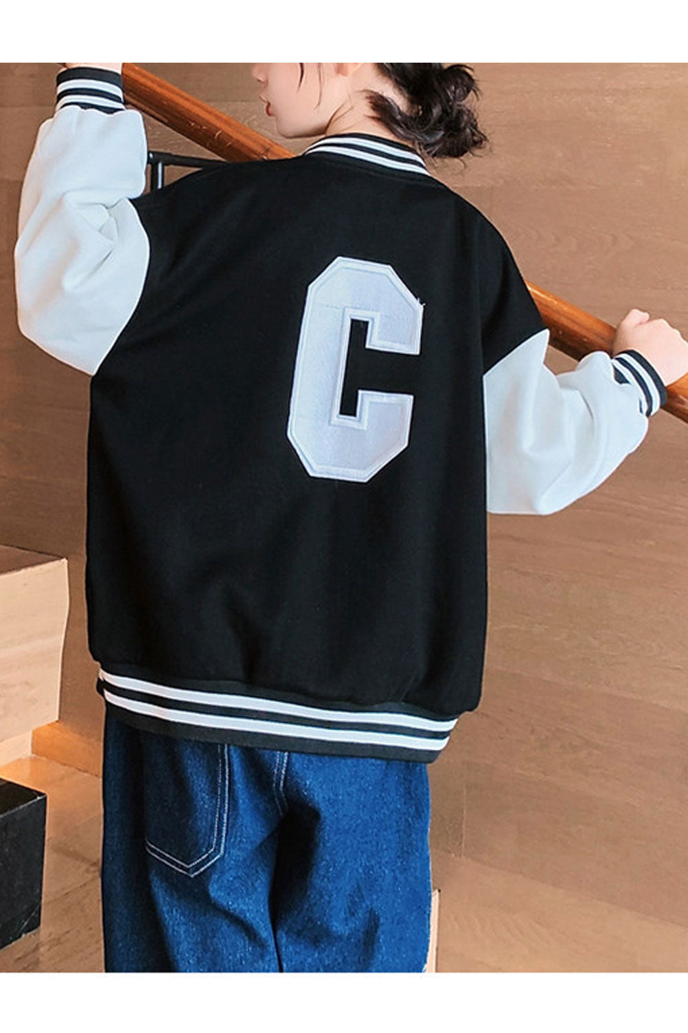 Kids Girls Fashionable Letter Pattern Pockets Designed Loose & Warm Long Sleeve Snap Button Winter Jacket