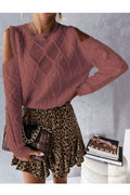 Women Stunning Knitted Round Neck & Cut Long Sleeves Winter Sweater